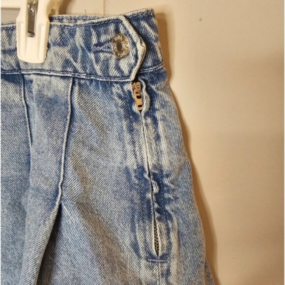 ZARA Pleated Raw Edge Denim Skirt, Medium - Picture 2 of 6